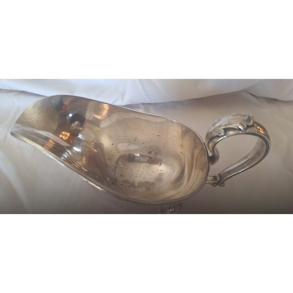 Vintage Silverplate Gravy Boat B.S.C.E.P N.S. 5433 Hallmarked Ornate Handle Feet - Picture 2 of 10